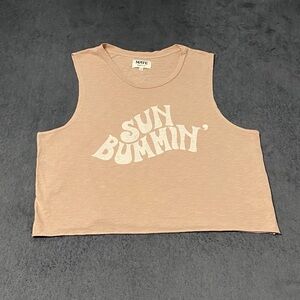 Mate Tank Top Womens M Pink Graphic Muscle Tee Sun Bumin Cropped Bohemian Shirt